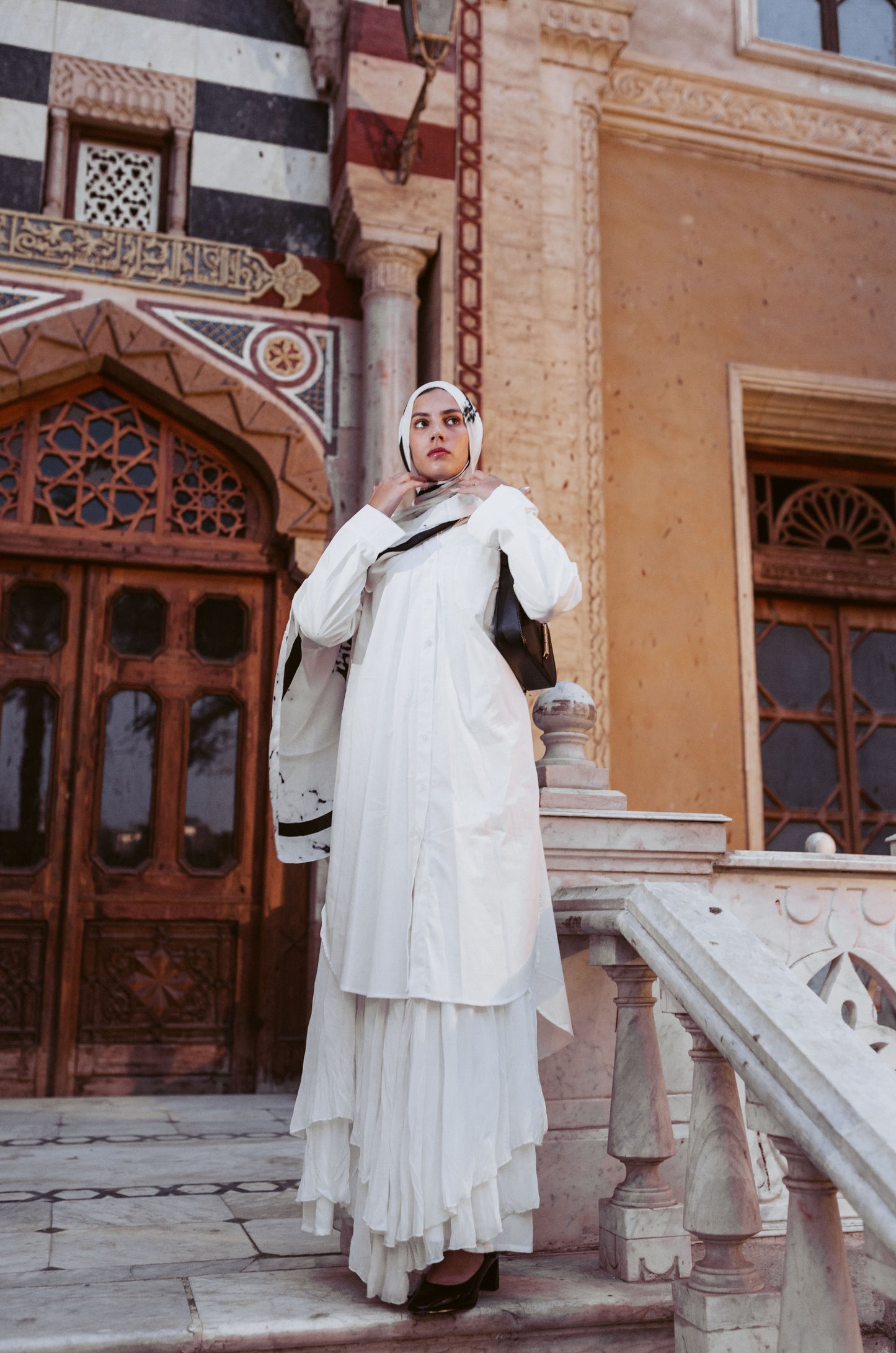 Modest Oversized Cotton Dress Shirt - White