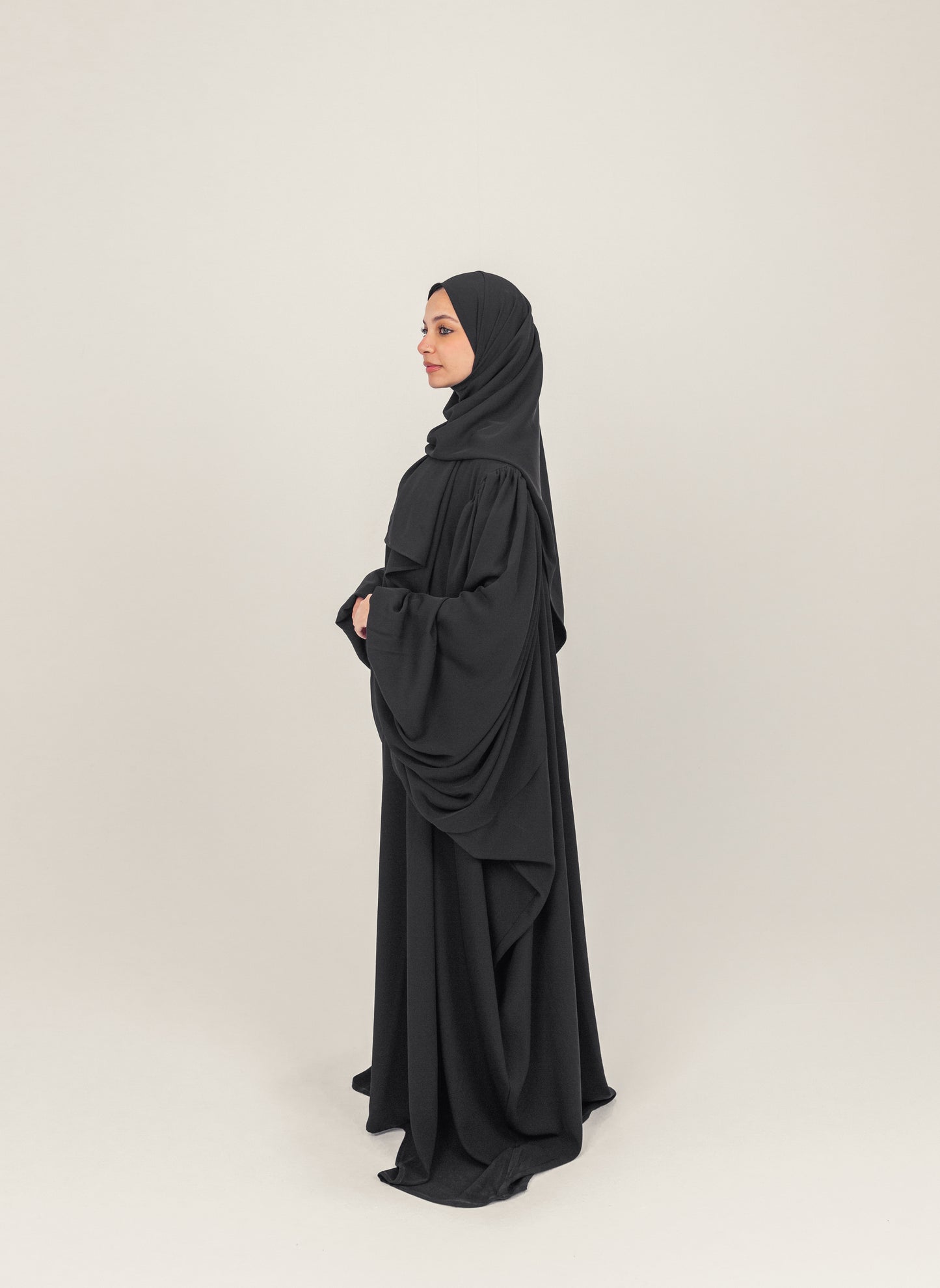 Butterfly Sleeve Crepe Abayah - Black