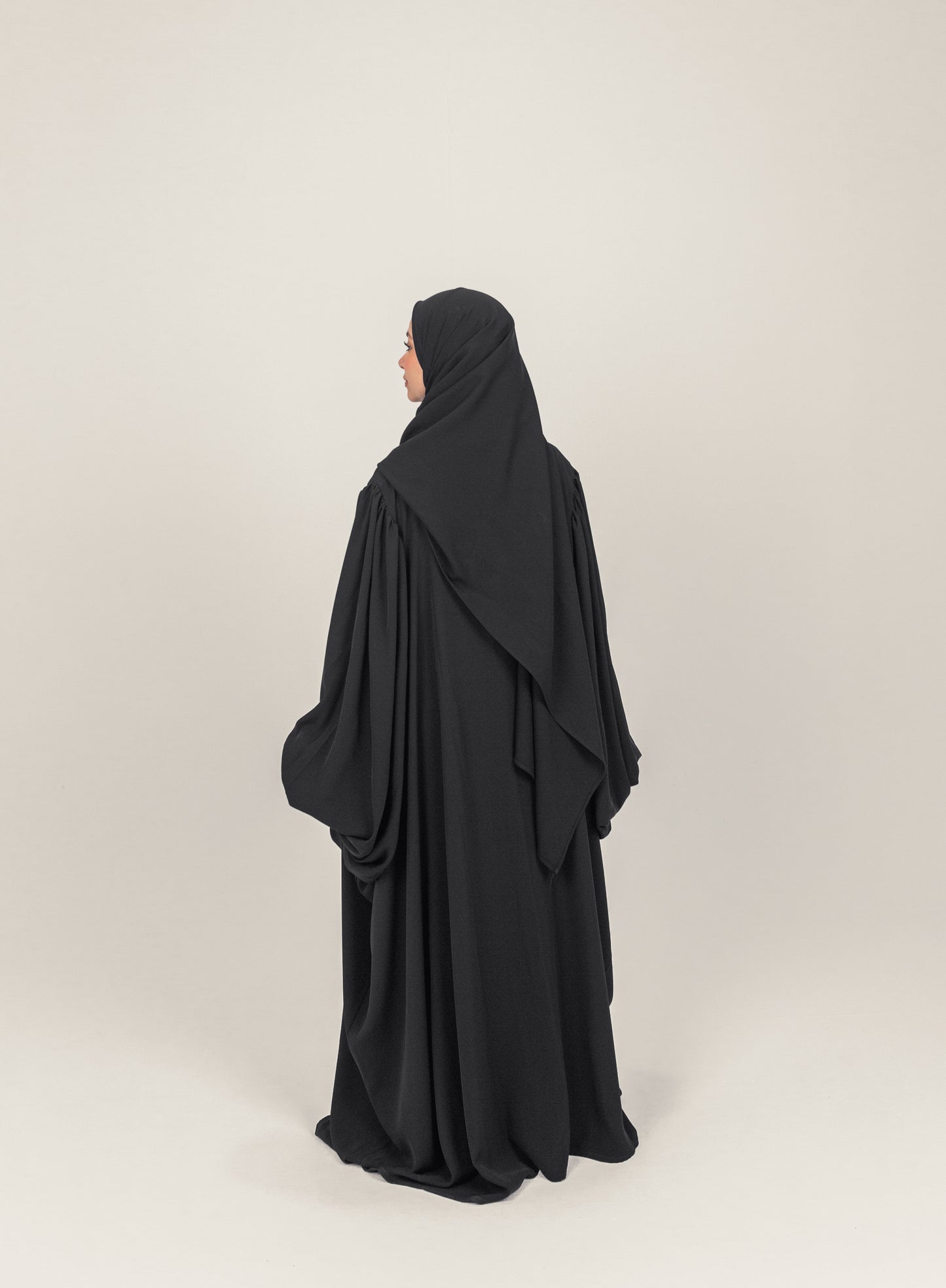 Butterfly Sleeve Crepe Abayah - Black