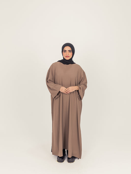 Closed Slit Rayon Crepe Abayah  - Warm Mocha
