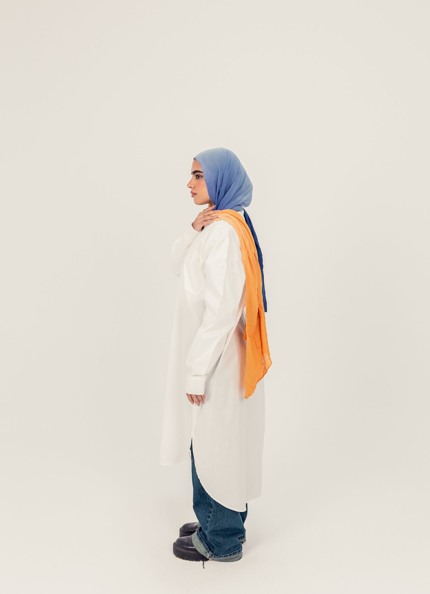 Modest Oversized Cotton Dress Shirt - White