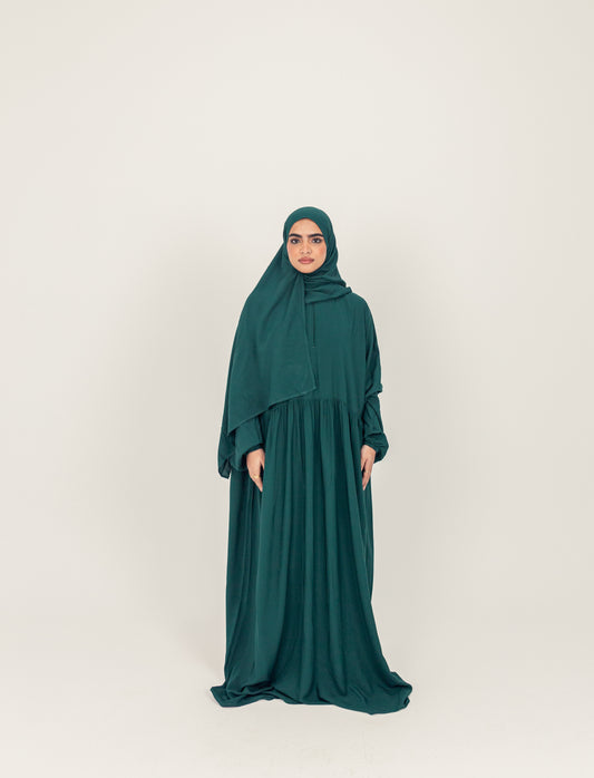Plain Cotton Prayer Dress Isdal - Green