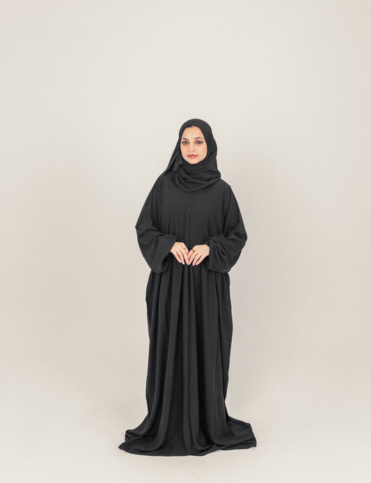 Plain Cotton Prayer Dress Isdal - Black