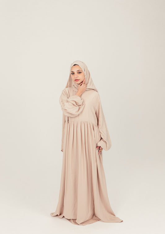 Plain Cotton Prayer Dress Isdal - Beige