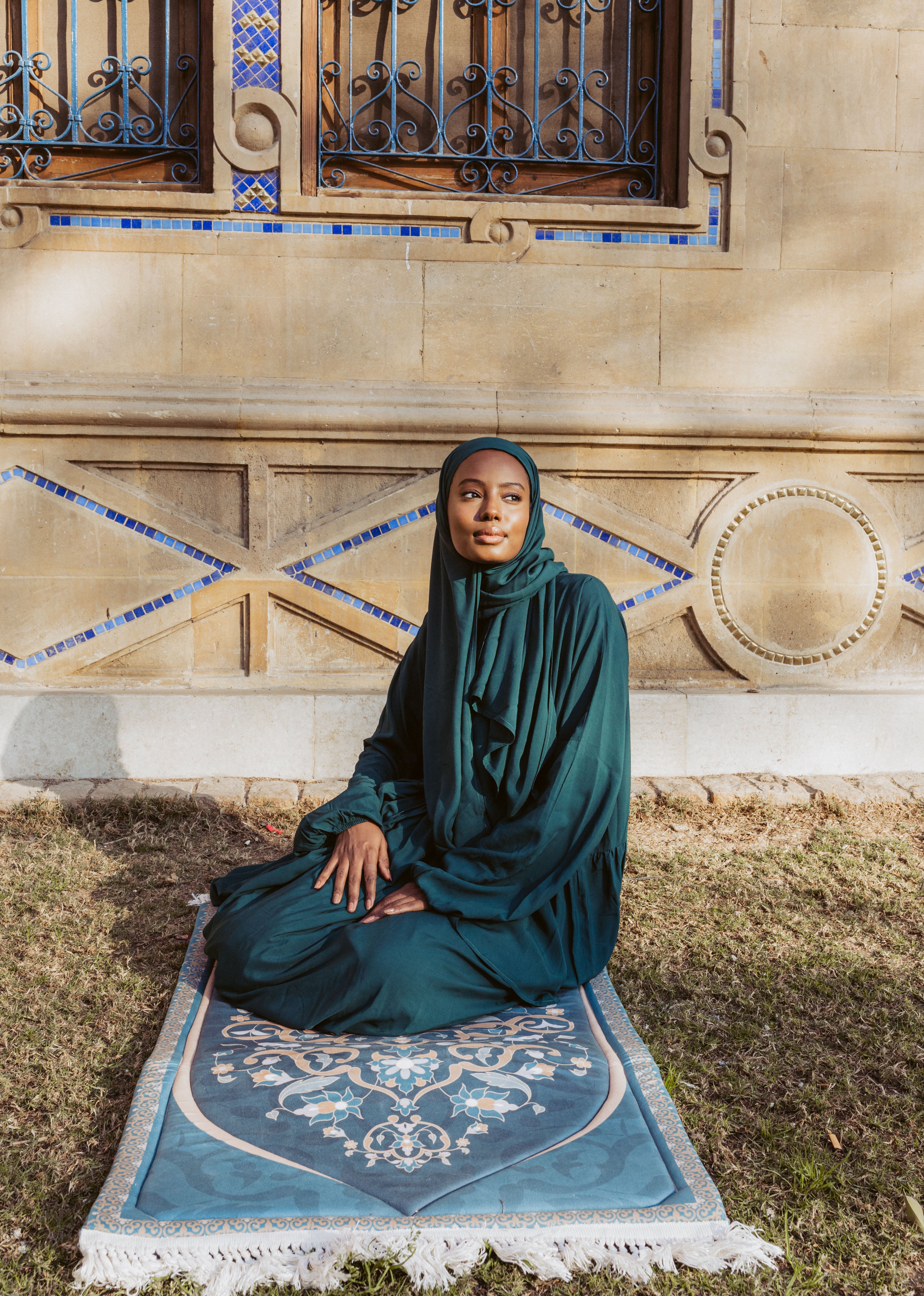 Green Plain Cotton Prayer Dress Isdal