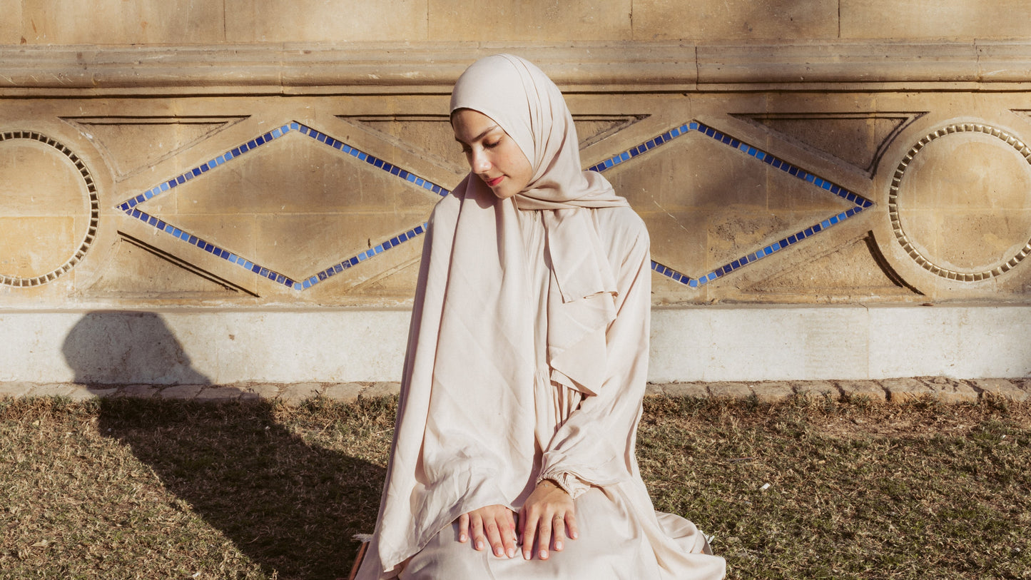 Plain Cotton Prayer Dress Isdal - Beige