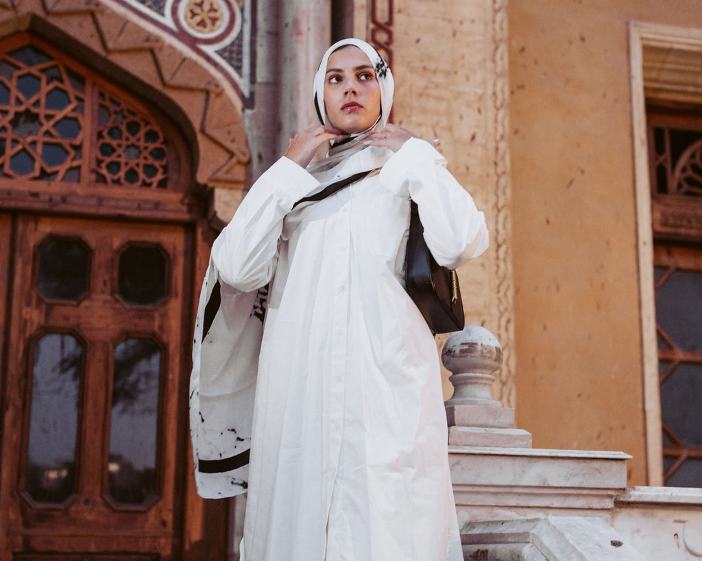 White Modest Oversized Cotton Dress Shirt