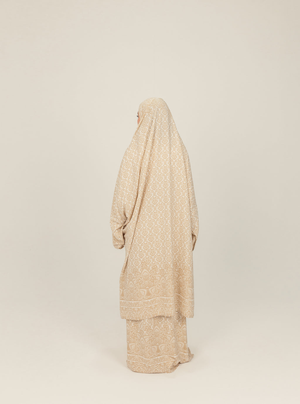 Cream Pattern Print Prayer Dress Isdal