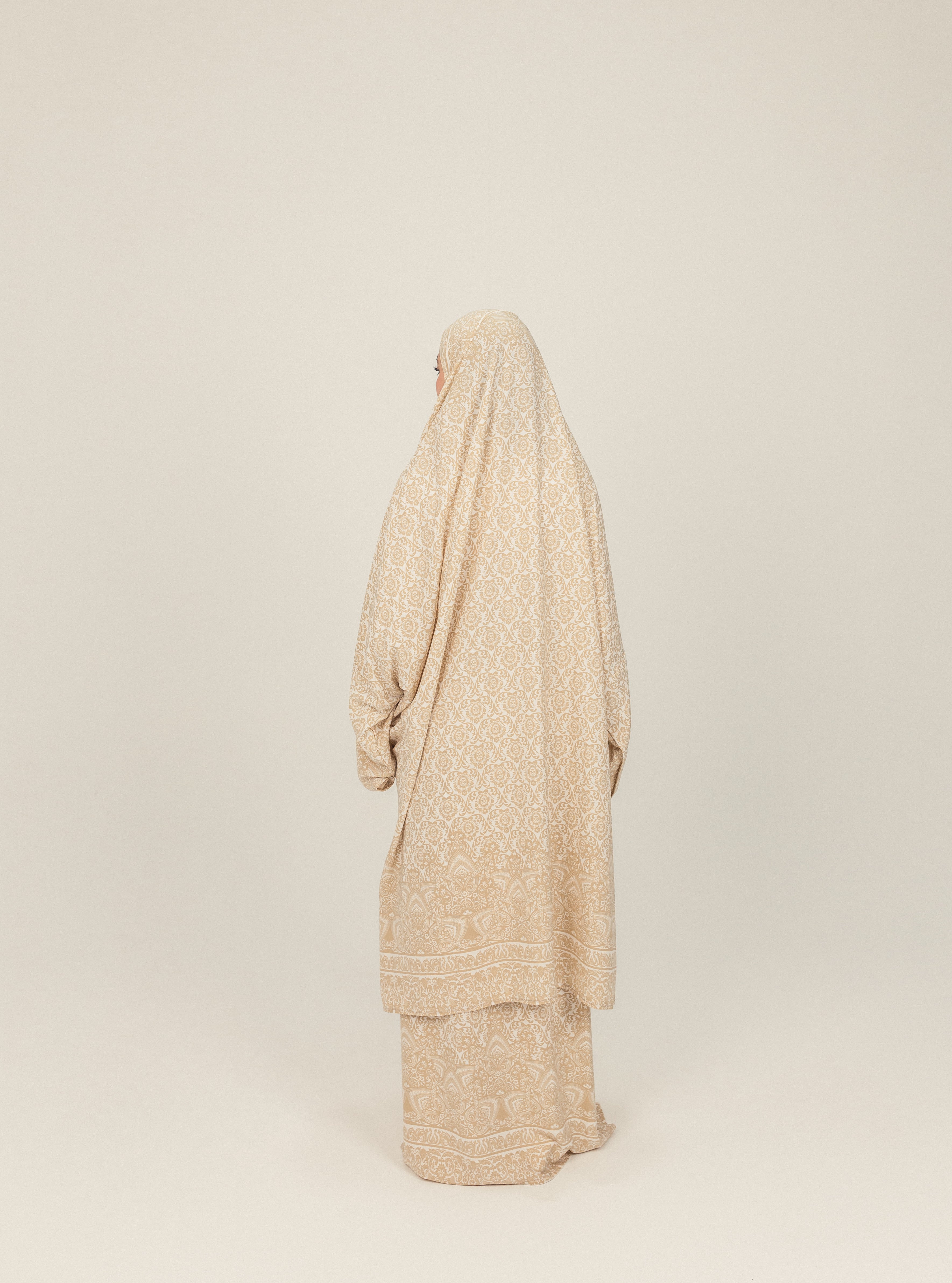 Cream Pattern Print Prayer Dress Isdal