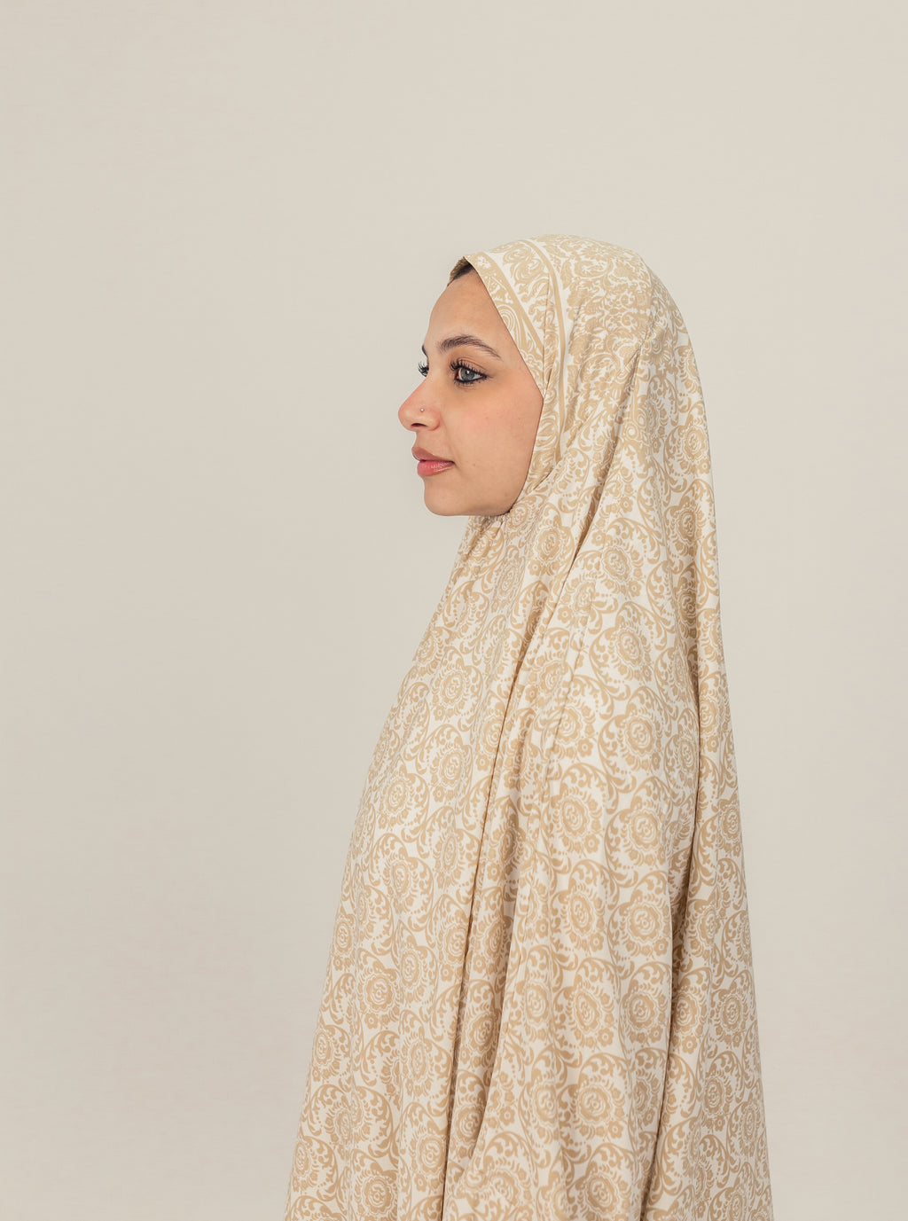 Cream Pattern Print Prayer Dress Isdal