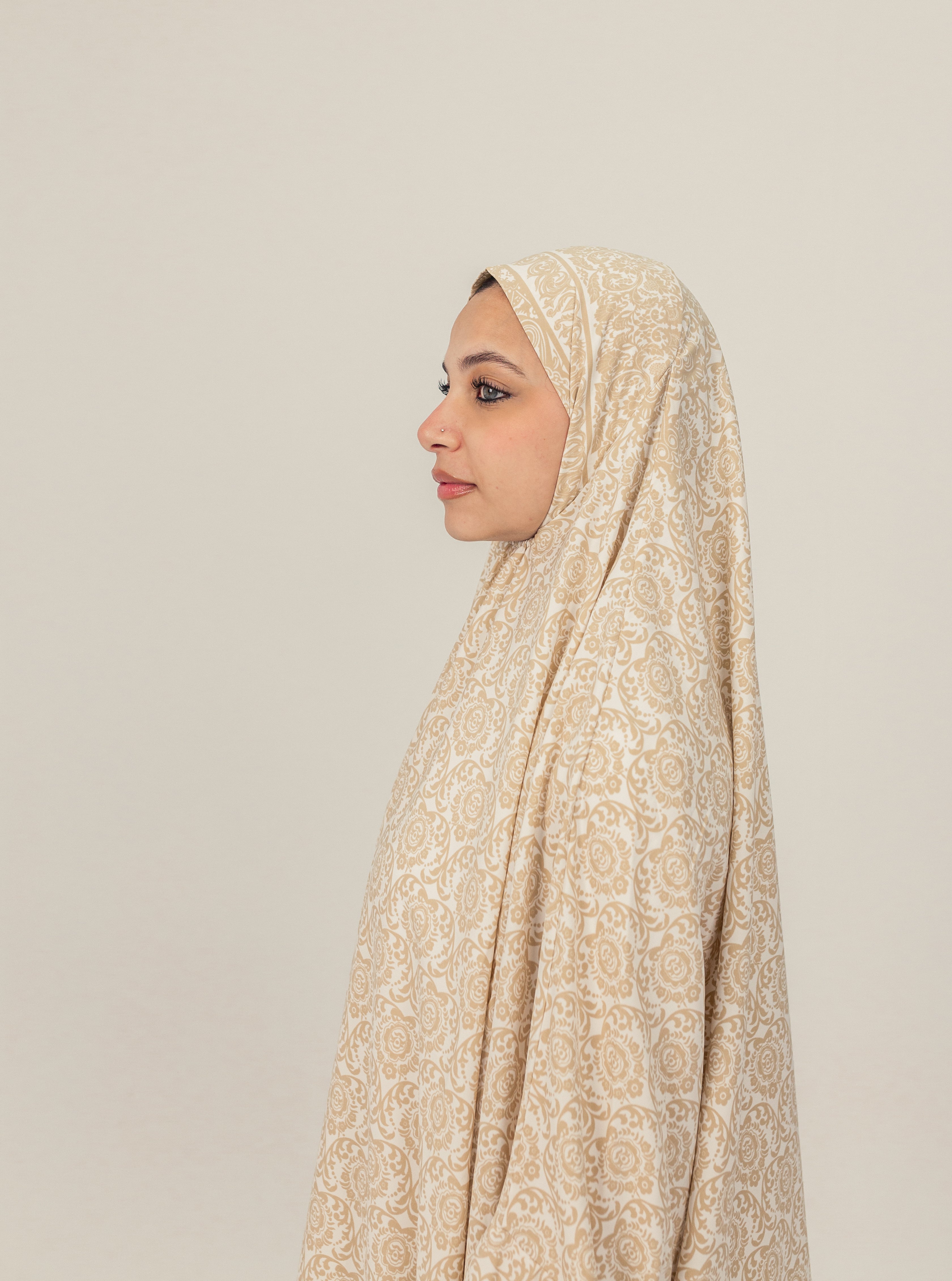 Cream Pattern Print Prayer Dress Isdal