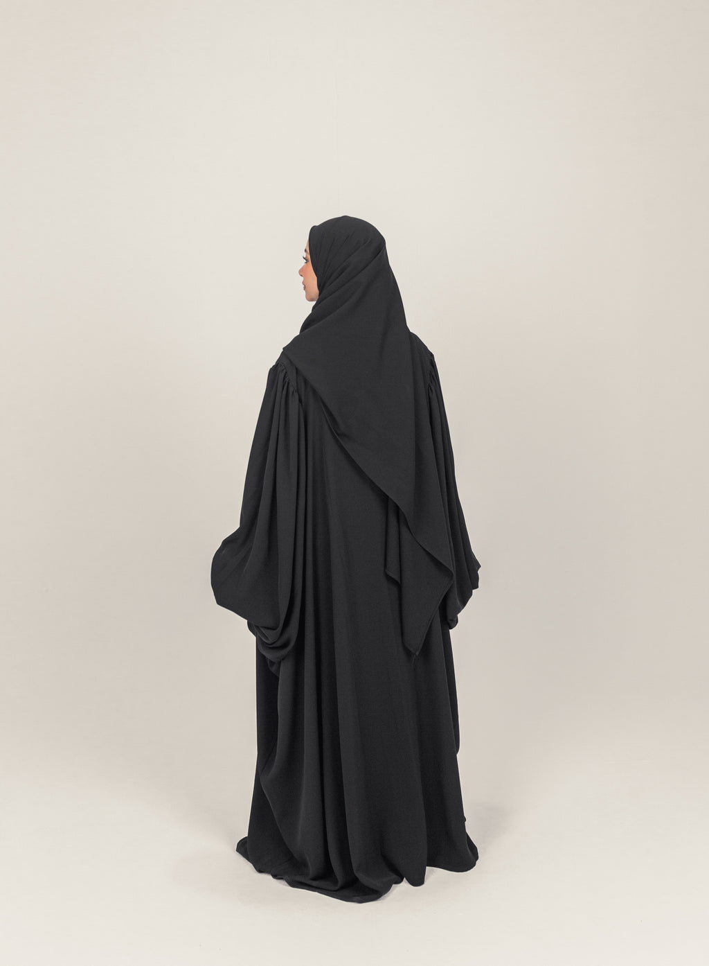 Black Butterfly Sleeve Crepe Abayah