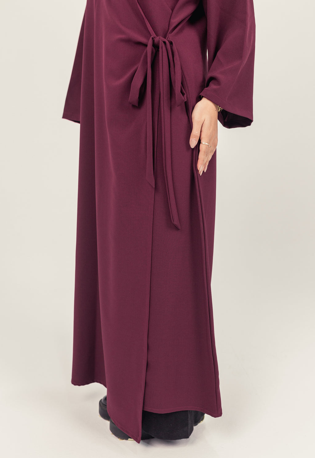 Maroon Side Wrap Crepe Abayah