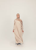 Beige Side Wrap Crepe Abayah