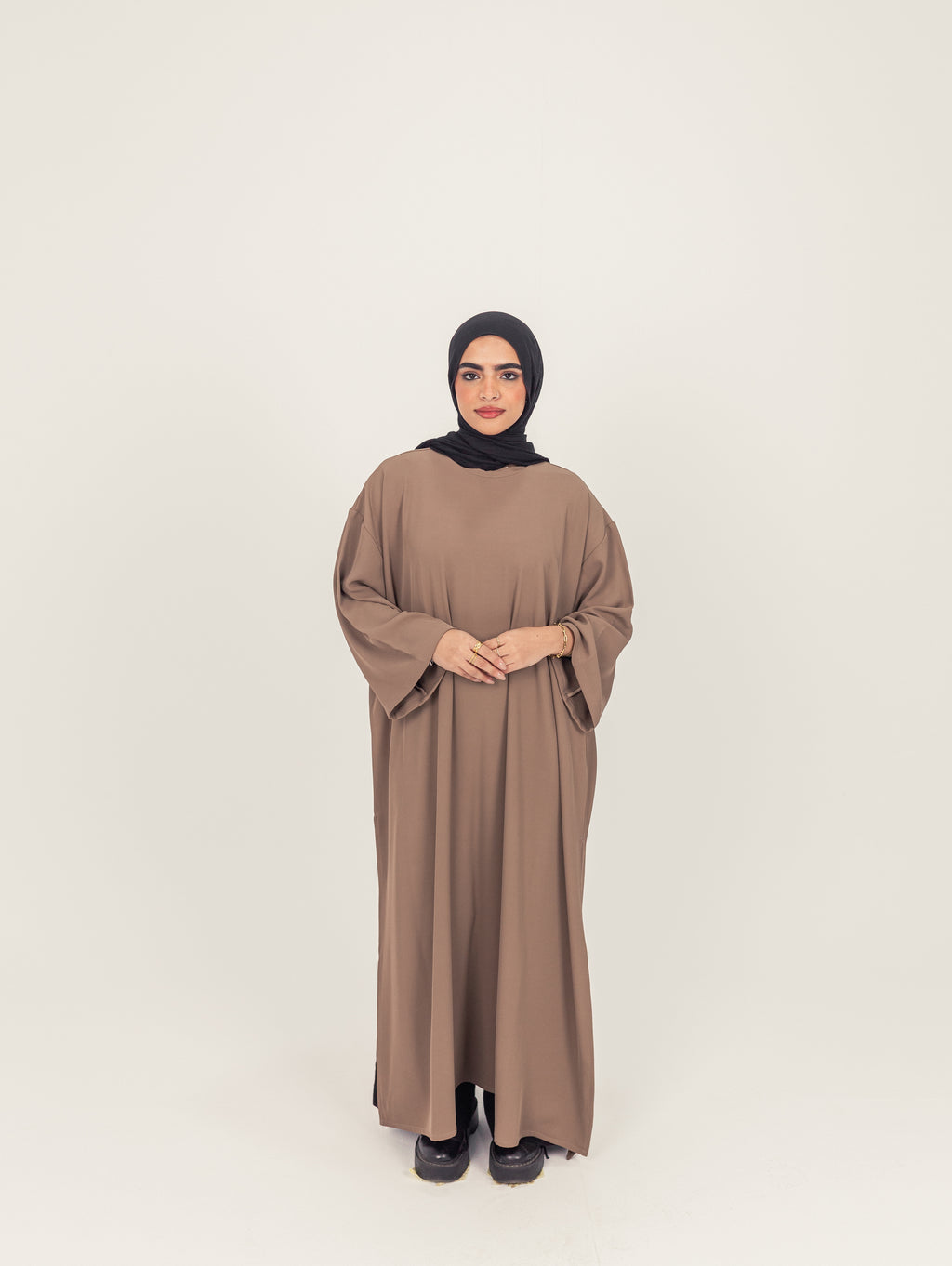 Mocha Closed Slit Rayon Crepe Abayah