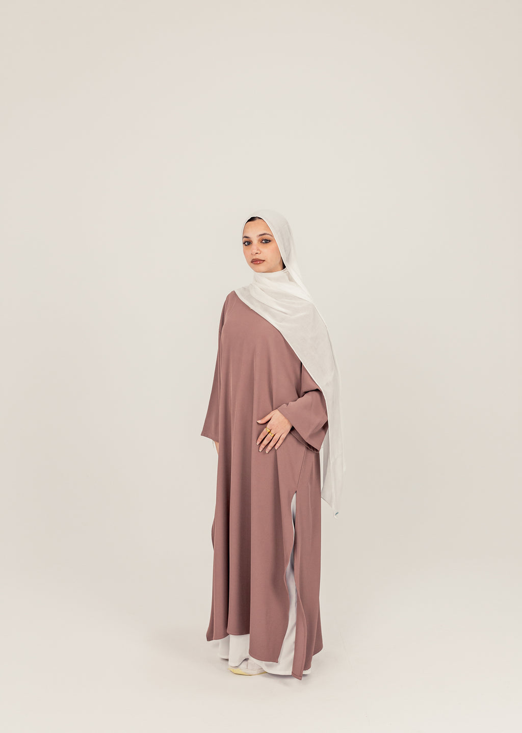 Mauve Pink Closed Slit Rayon Crepe Abayah