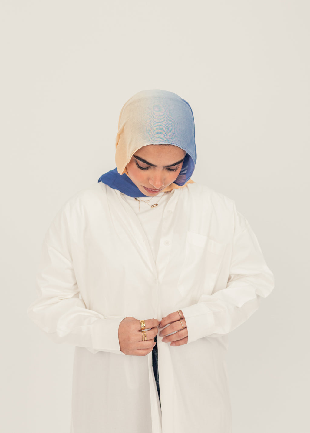 White Modest Oversized Cotton Dress Shirt