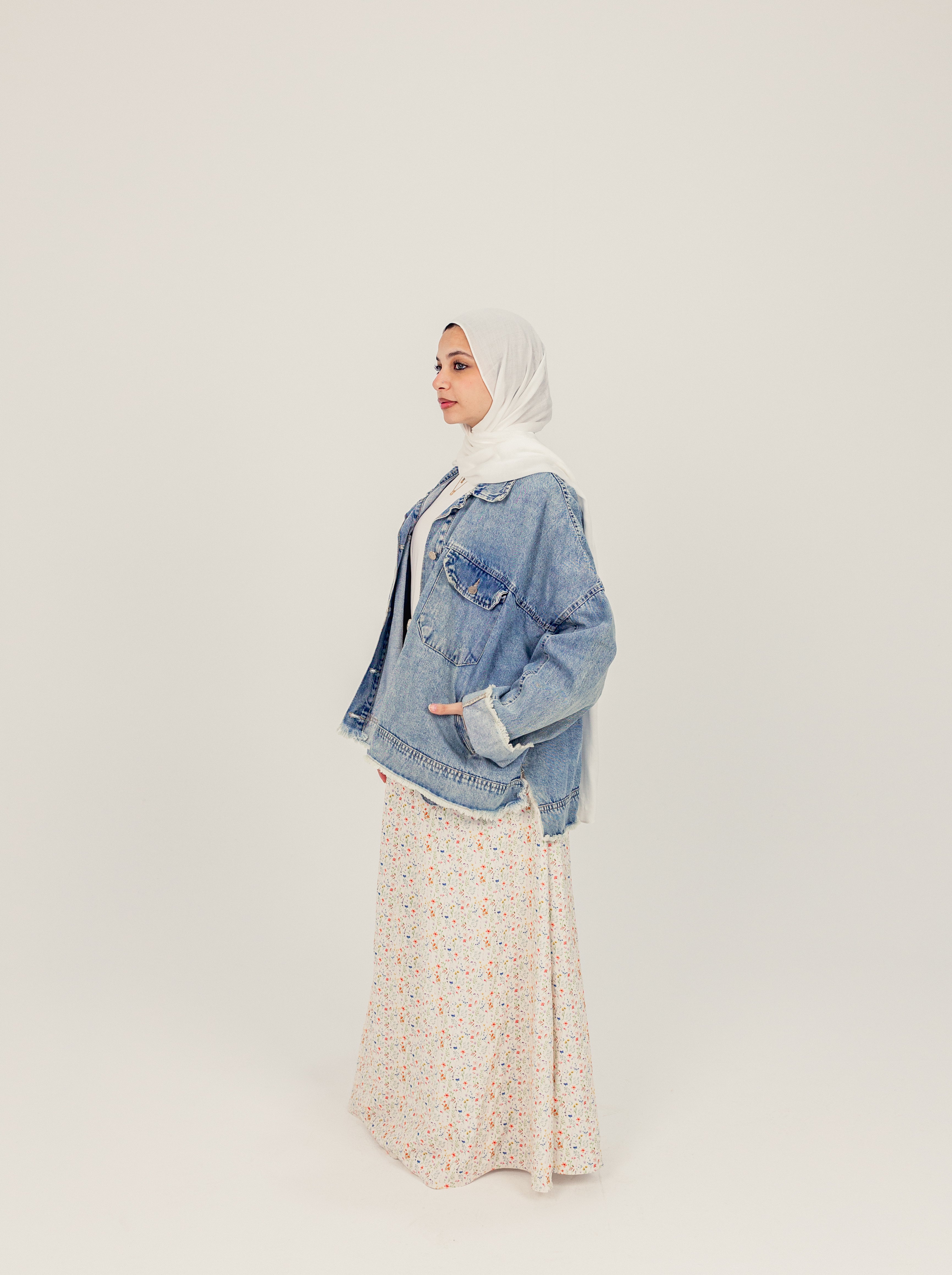 Cream Floral Pattern Spring Skirt