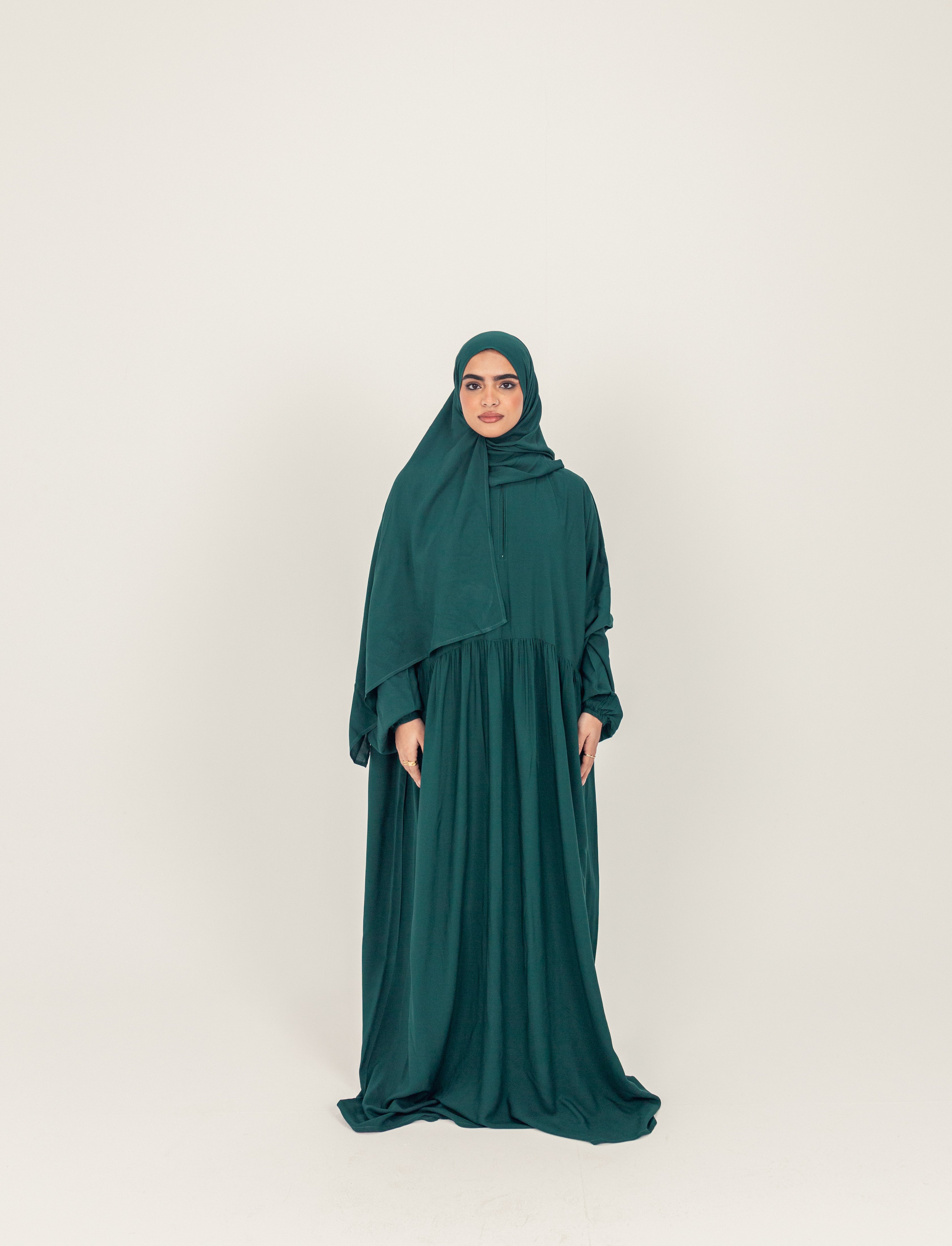 Green Plain Cotton Prayer Dress Isdal