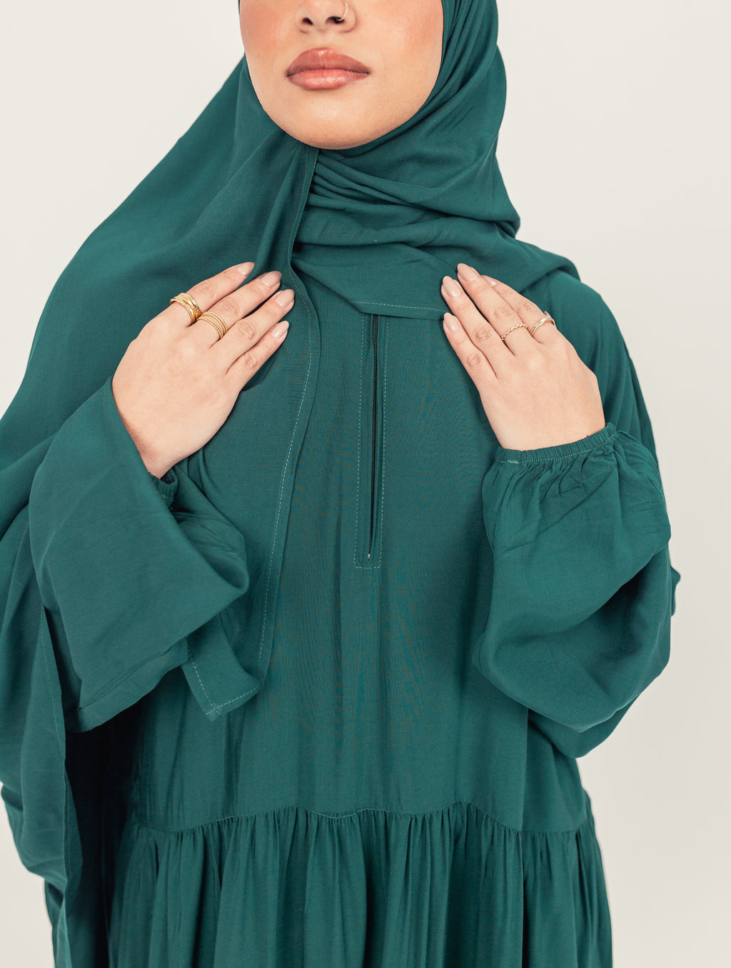 Green Plain Cotton Prayer Dress Isdal