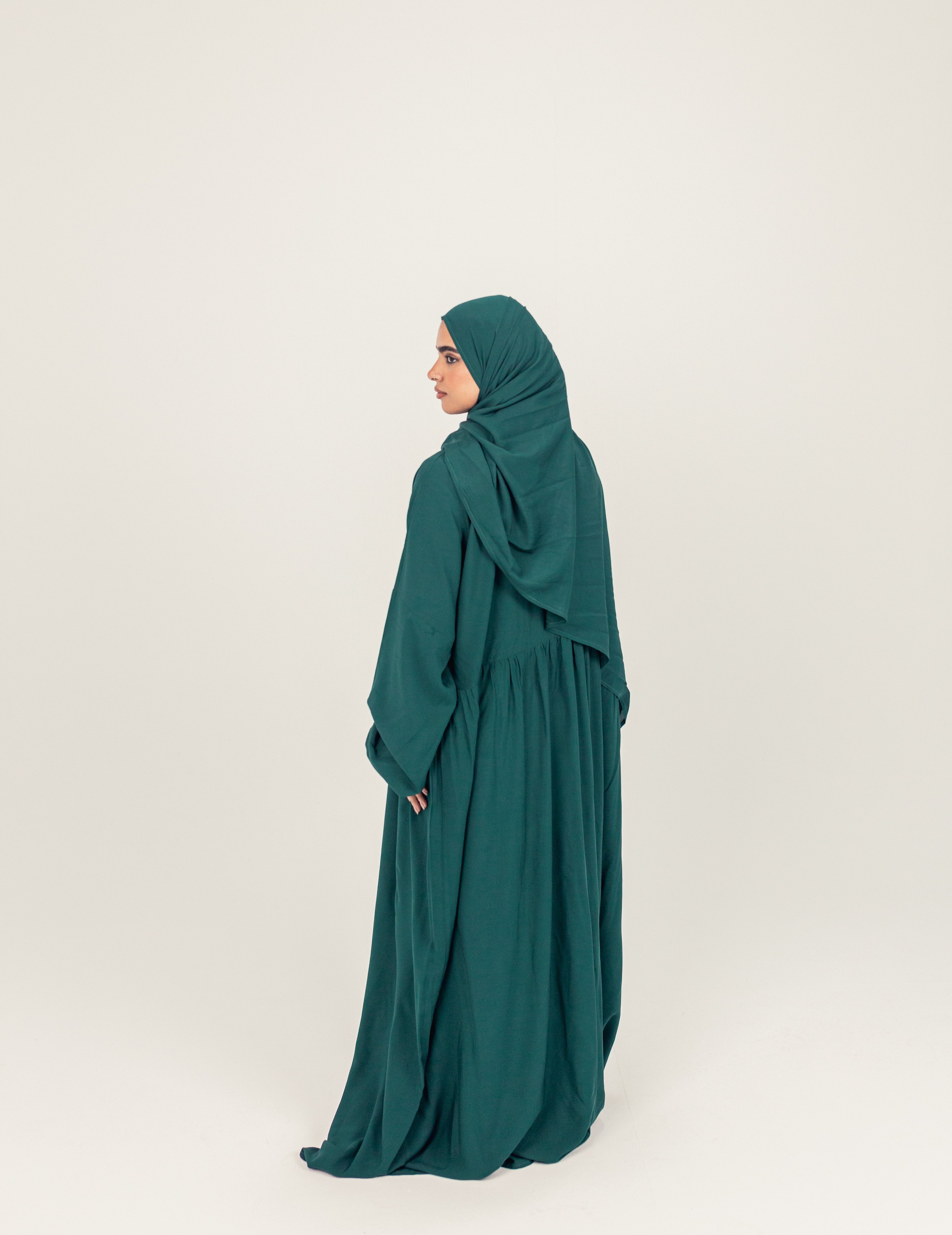Green Plain Cotton Prayer Dress Isdal