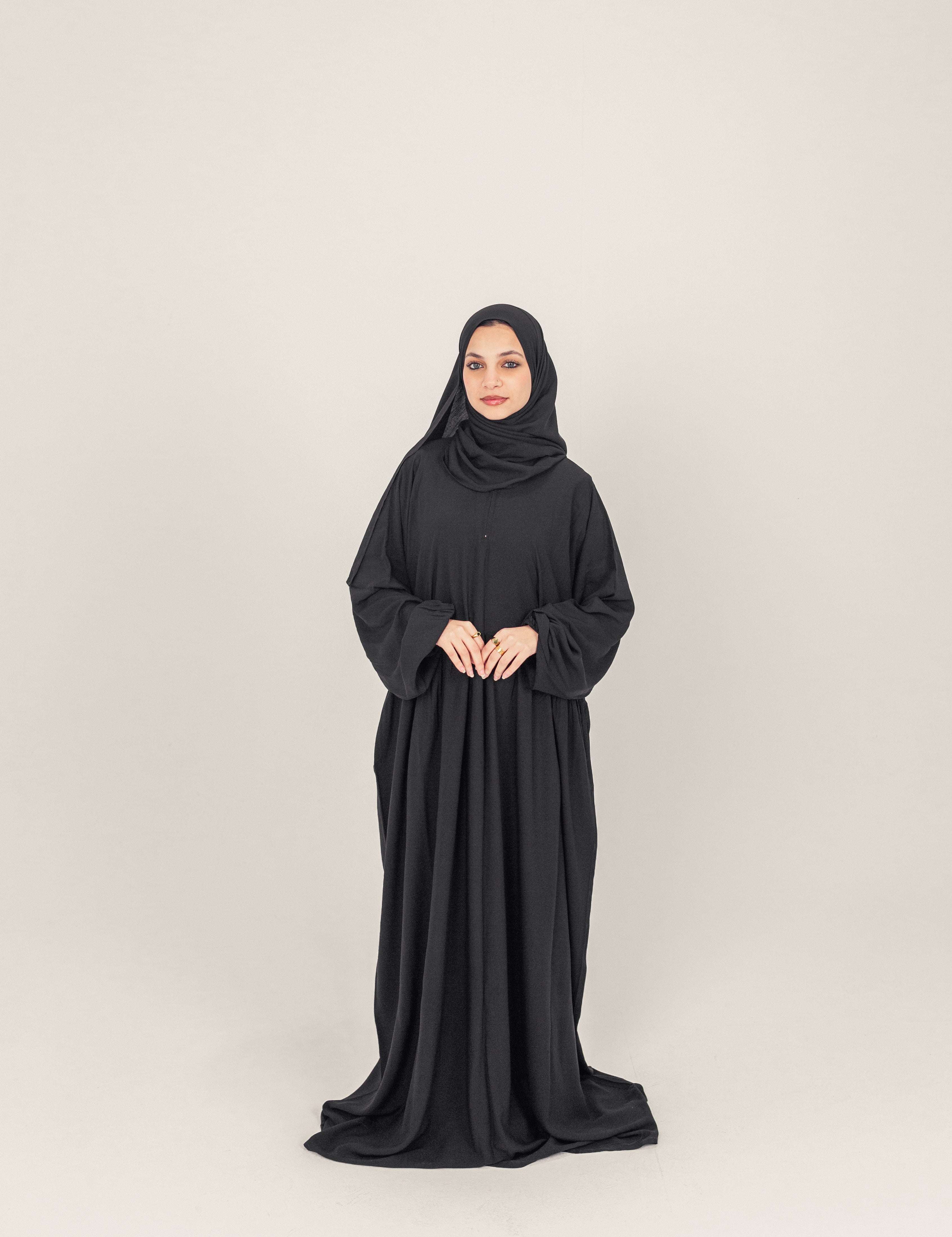 Black Plain Cotton Prayer Dress Isdal