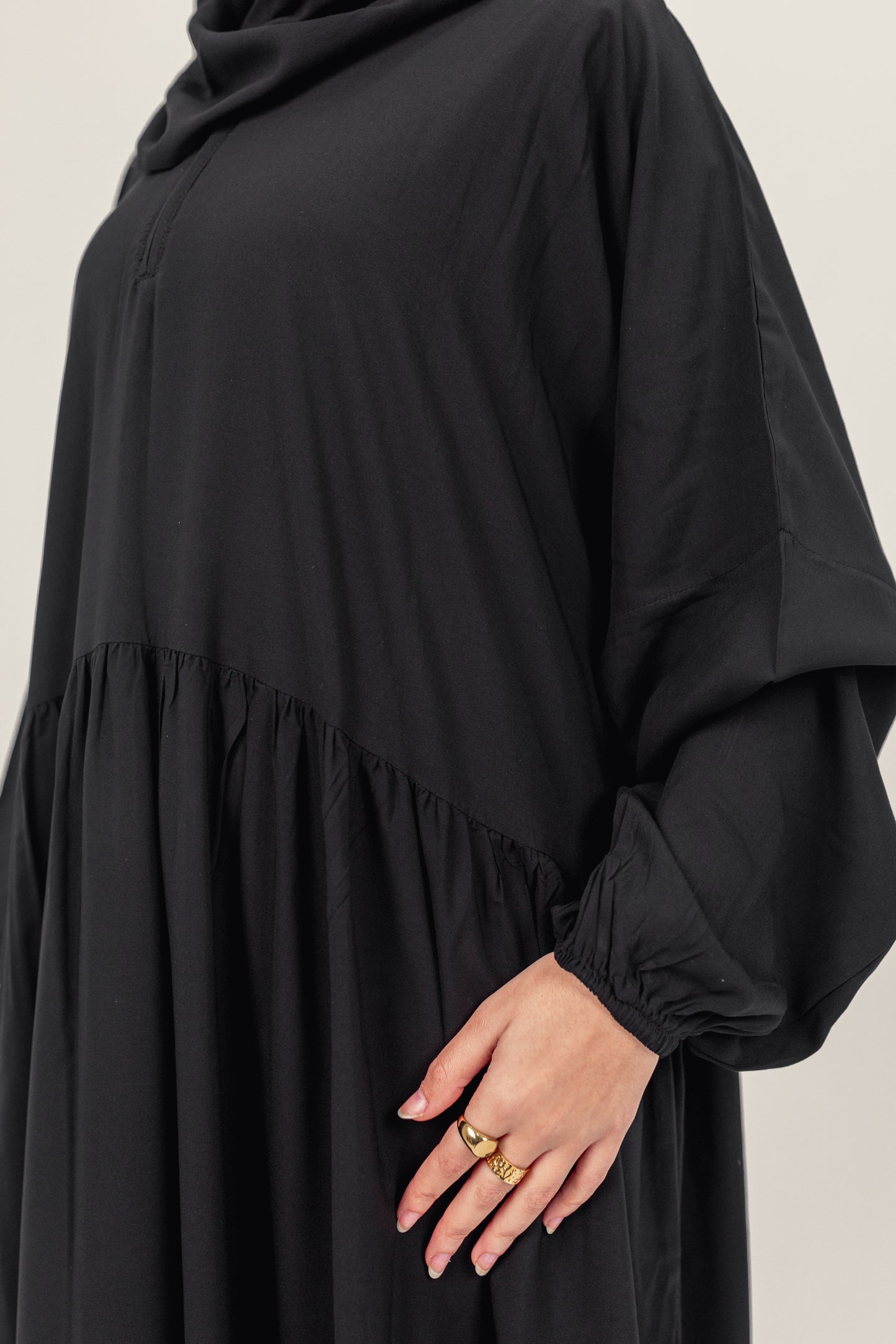 Plain Cotton Prayer Dress Isdal - Black
