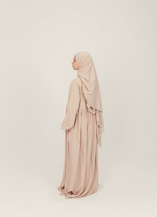 Beige Plain Cotton Prayer Dress Isdal