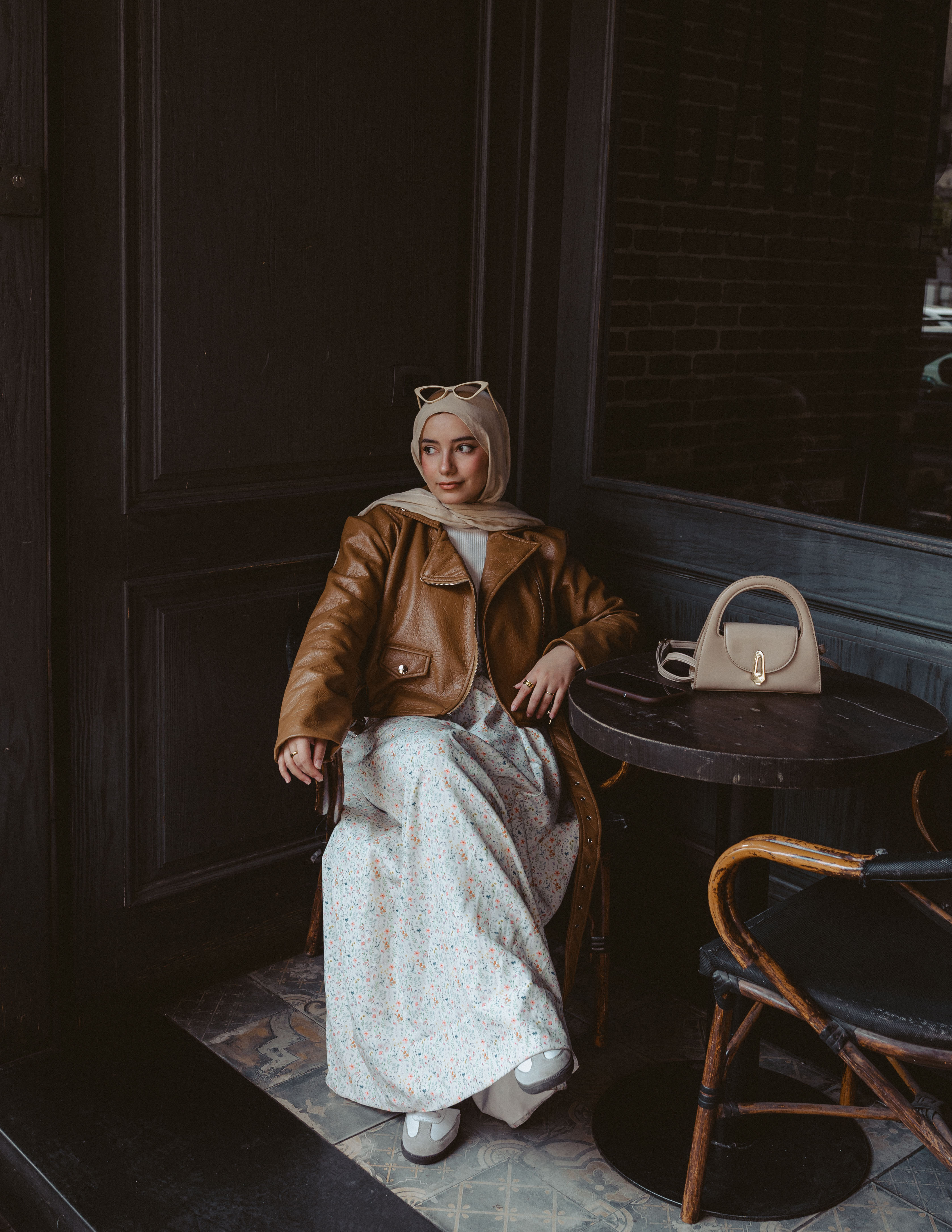 Cream Floral Pattern Spring Skirt