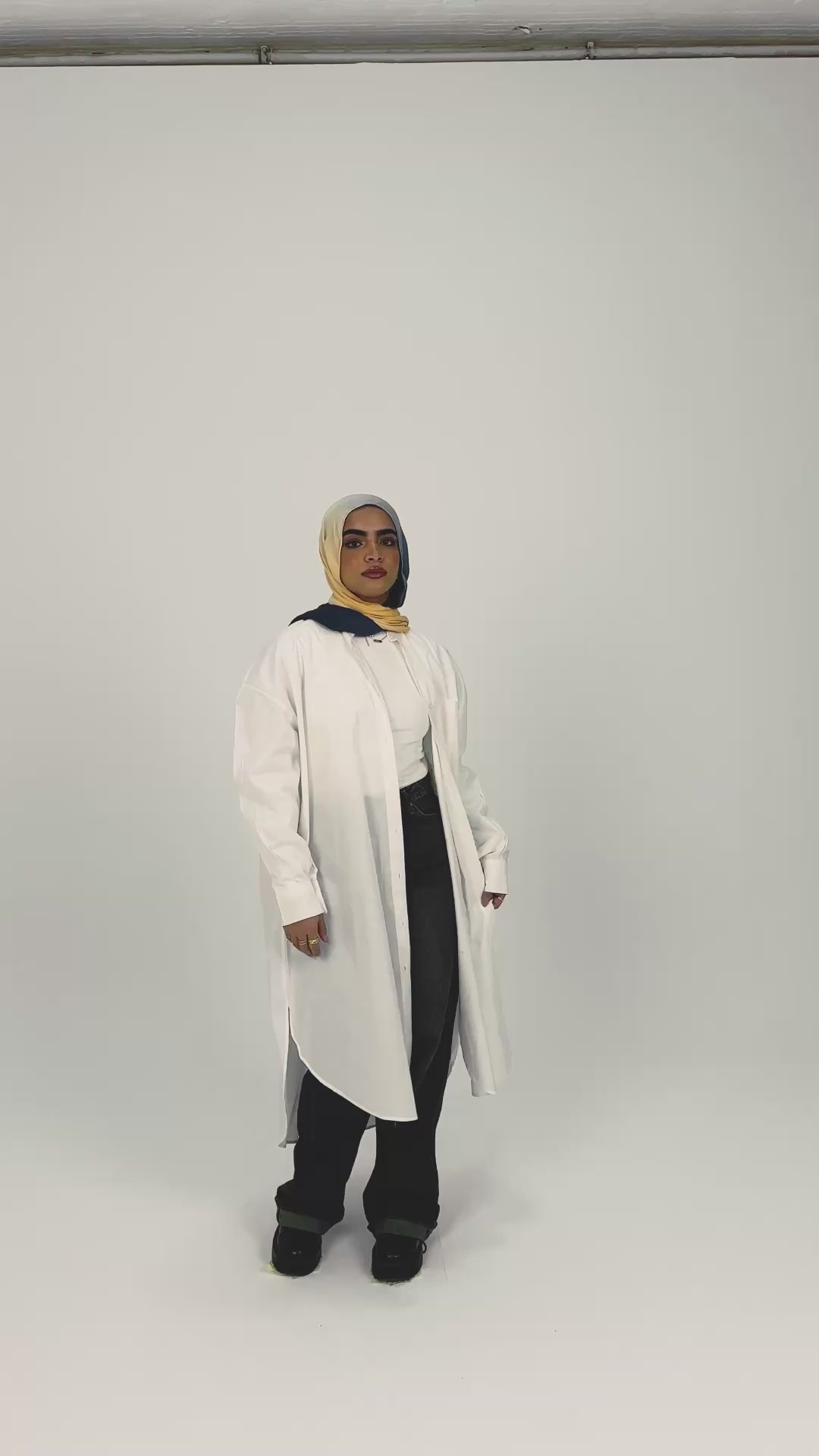 White Modest Oversized Cotton Dress Shirt