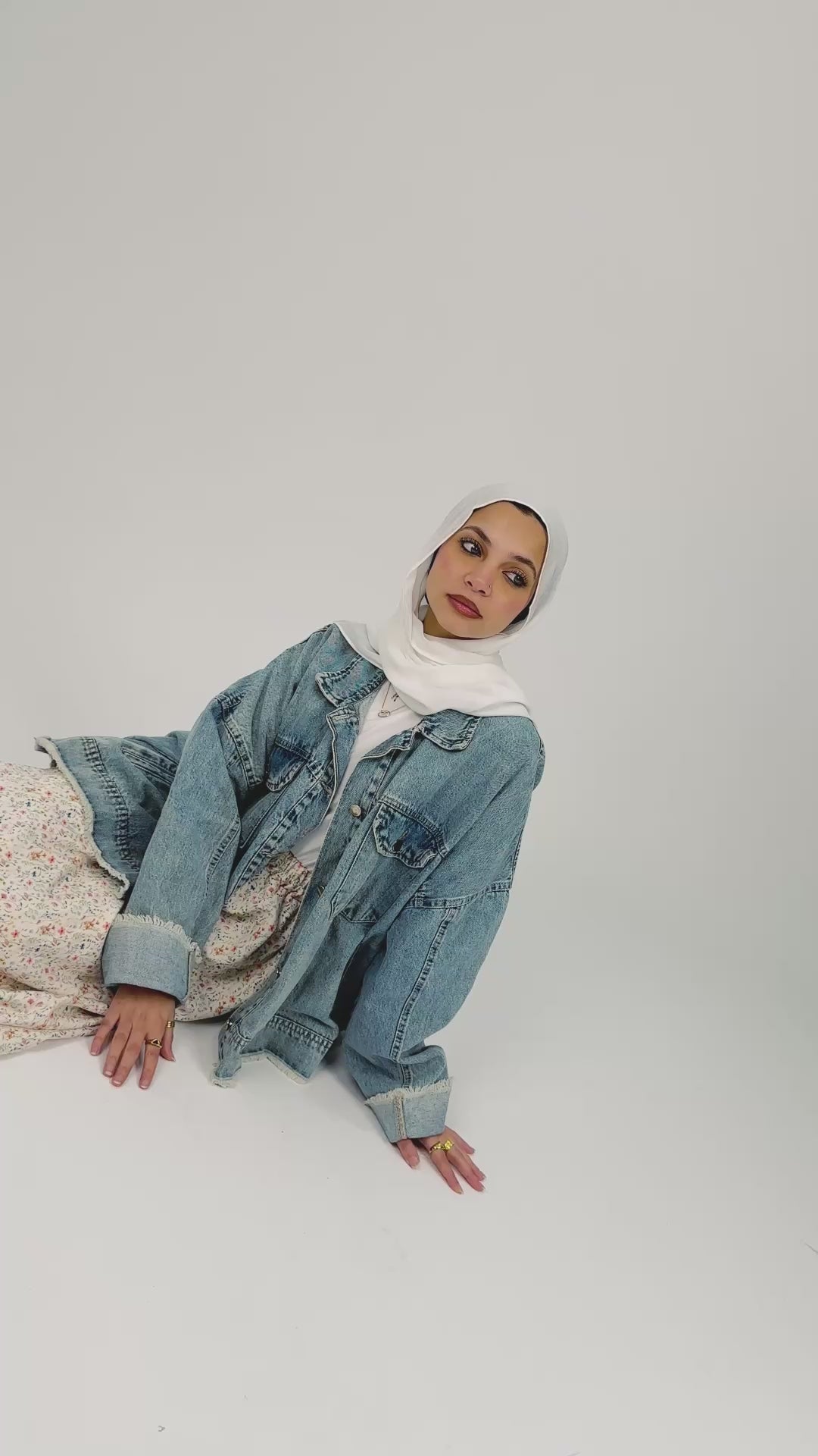 Cream Floral Pattern Spring Skirt