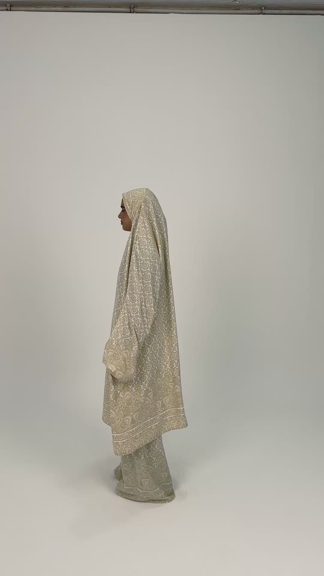 Cream Pattern Print Prayer Dress Isdal