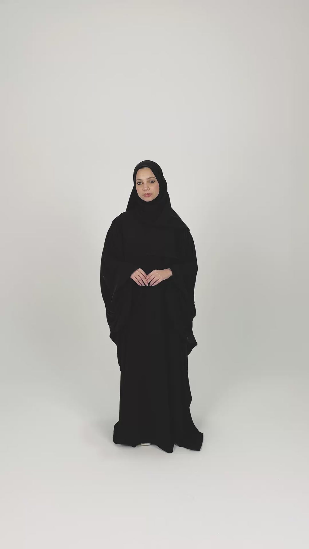 Black Butterfly Sleeve Crepe Abayah