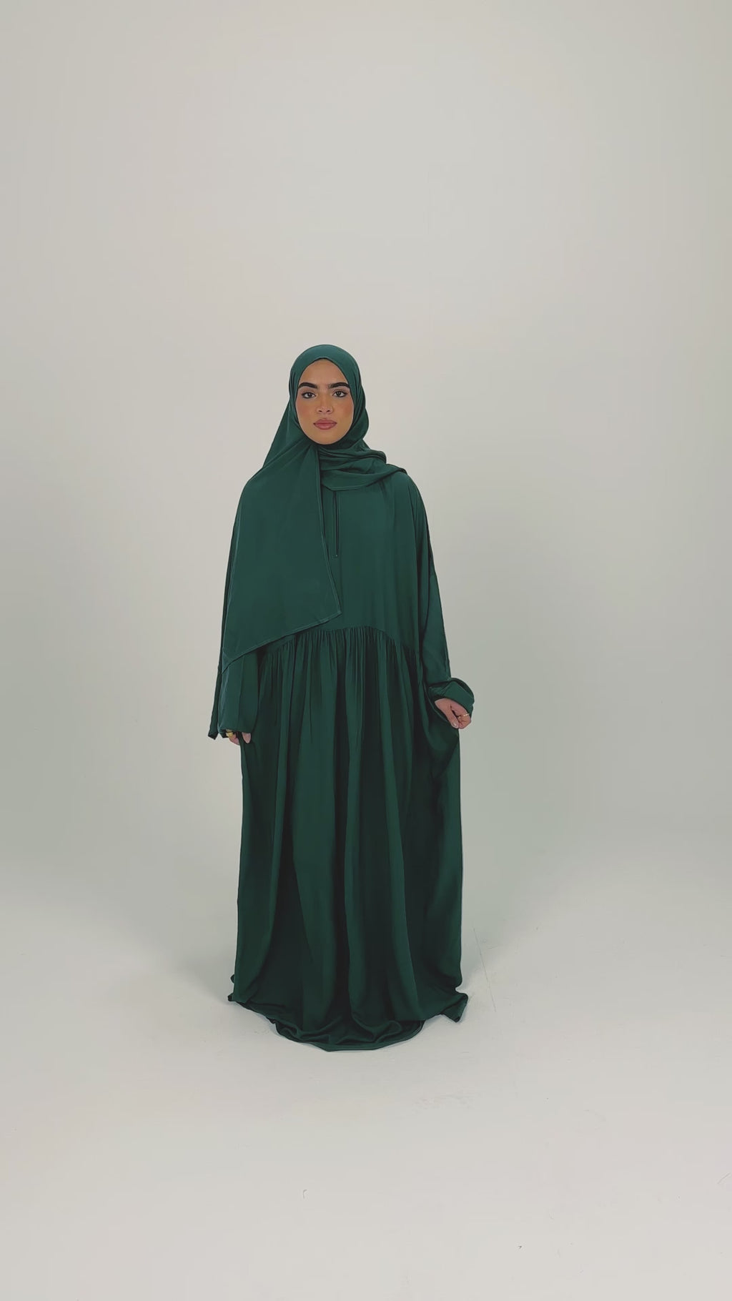 Green Plain Cotton Prayer Dress Isdal