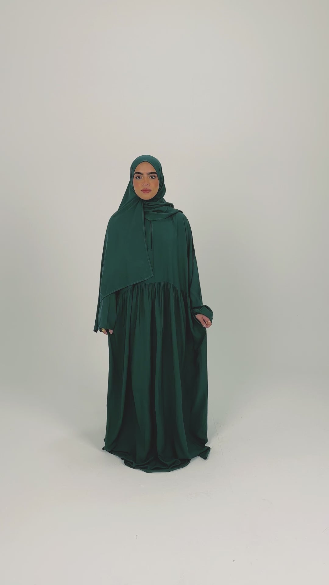 Green Plain Cotton Prayer Dress Isdal